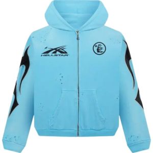 Hellstar Studios Hoodie With Zip Design In Blue