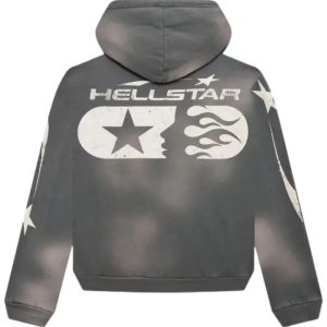 Hellstar Studios Hoodie With Zip Design In Grey