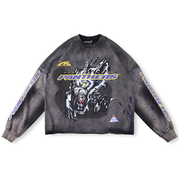 Hellstar Paradise City Panthers Crewneck Vintage Black