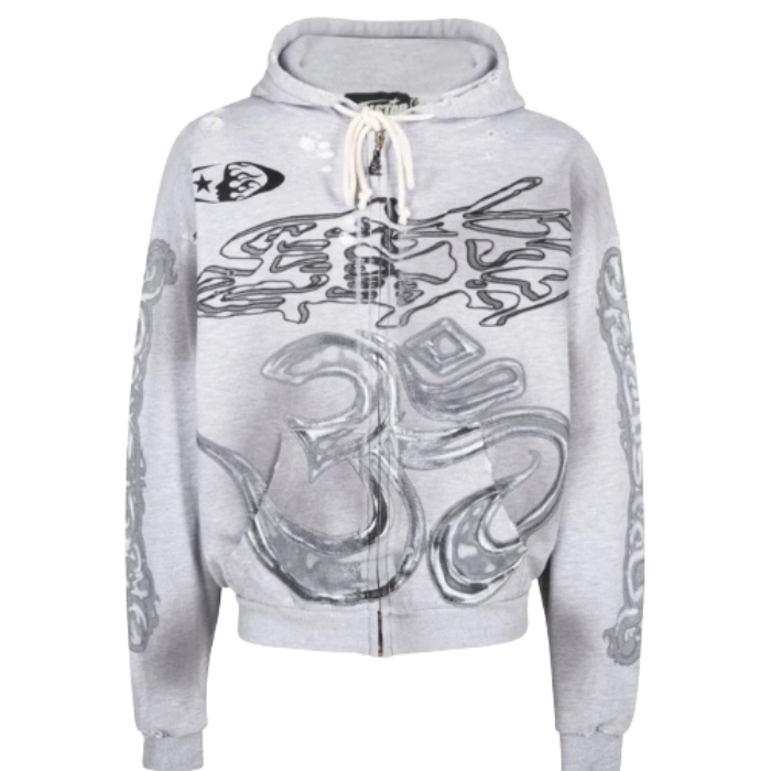 Creative Om Graphic Zip-Up Hoodie for Men and Women