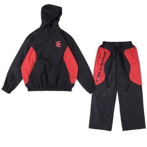 Hellstar Black & Red Hooded Windbreaker Tracksuit