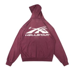 Hellstar HS Logo Zip Up Hoodie Burgundy
