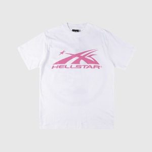 Hellstar Classic Sport Logo Gel T-Shirt in white and pink